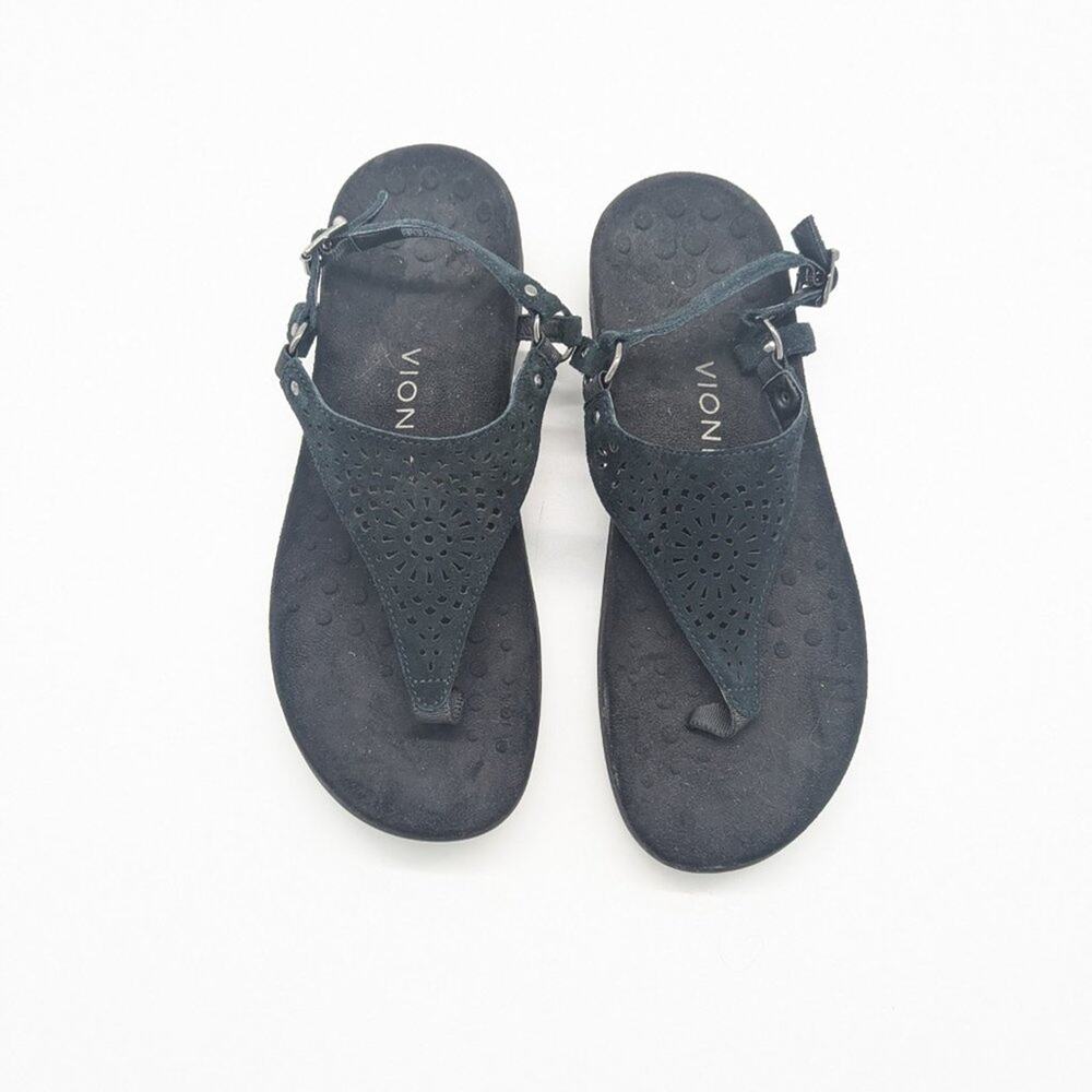 Vionic Black Kirra Toe Post Thong Sandal Adjustable Buckle Arch Support Size 8 - Picture 3 of 6